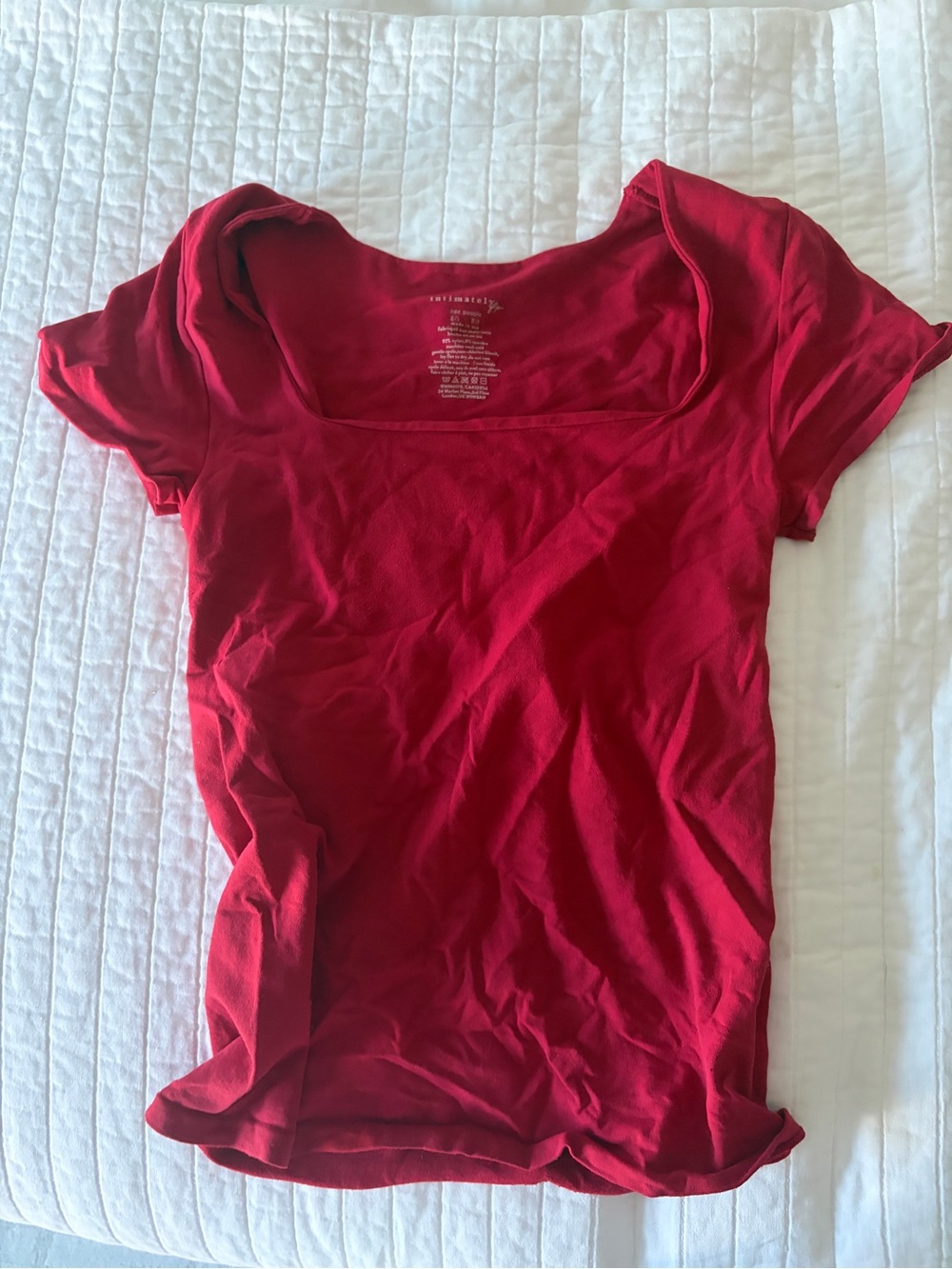 Free People Red Square-Neck Short Sleeve Tee